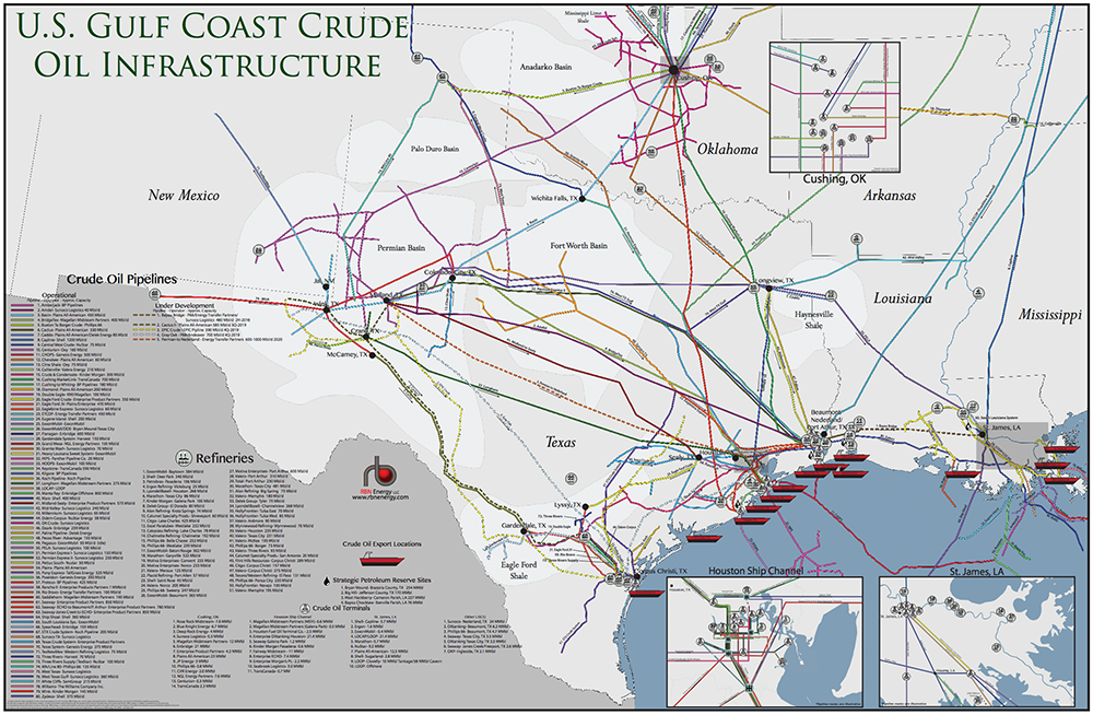 Us Gulf Coast Crude Oil Infrastructure Map Rbn Energy