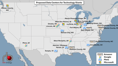 Proposed Data Centers for Technology Giants