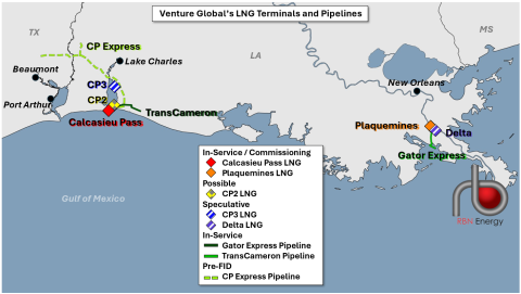 Venture Global’s LNG Terminals and Pipelines