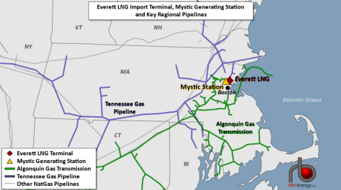 Everett LNG Import Terminal, Mystic Generating Station, and Key Regional Pipelines