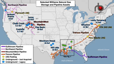 Selected Williams Natural Gas Storage and Pipeline Assets