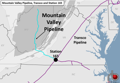 Mountain Valley Pipeline, Transco and Station 165