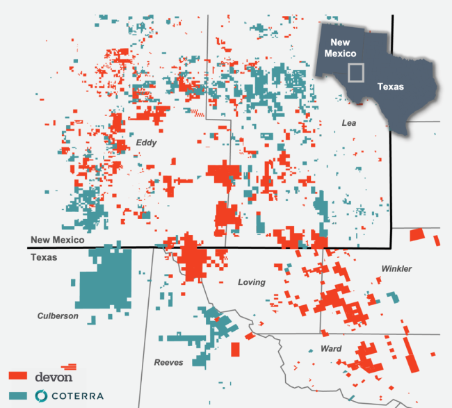 Figure 1. Devon Energy and Coterra Energy’s Acreage in the Delaware Basin. Source: Devon