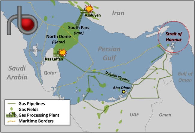 Figure 1. The South Pars and North Dome Natural Gas Field. Source: RBN