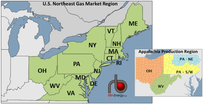 Figure 1. Northeast Gas Market Region. Source: RBN