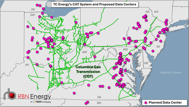 Figure 3. TC Energy’s CGT System and Proposed Data Centers. Source: Novi Labs