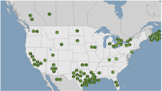 North American green hydrogen projects.