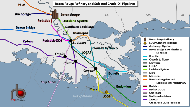Baton Rouge Refinery and Selected Crude Oil Pipelines
