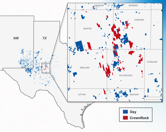 Occidental’s and CrownRock’s Acreage in the Permian