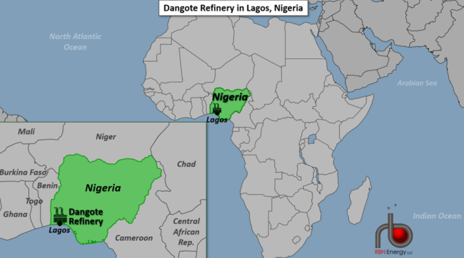 Figure 1. The Dangote Refinery near Lagos, Nigeria. Source: RBN 