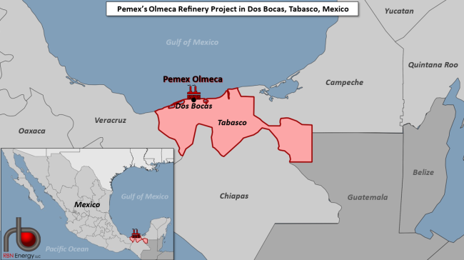 The Olmeca Dos Bocas Refinery in Mexico