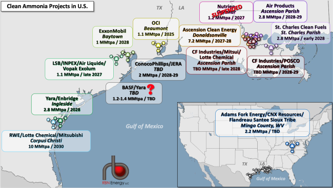 Clean Ammonia Projects in the U.S.