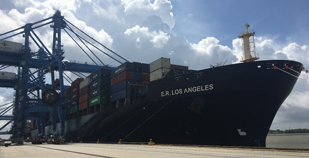 Figure 1. Container Ship Docked at the Port of New Orleans. Source RBN